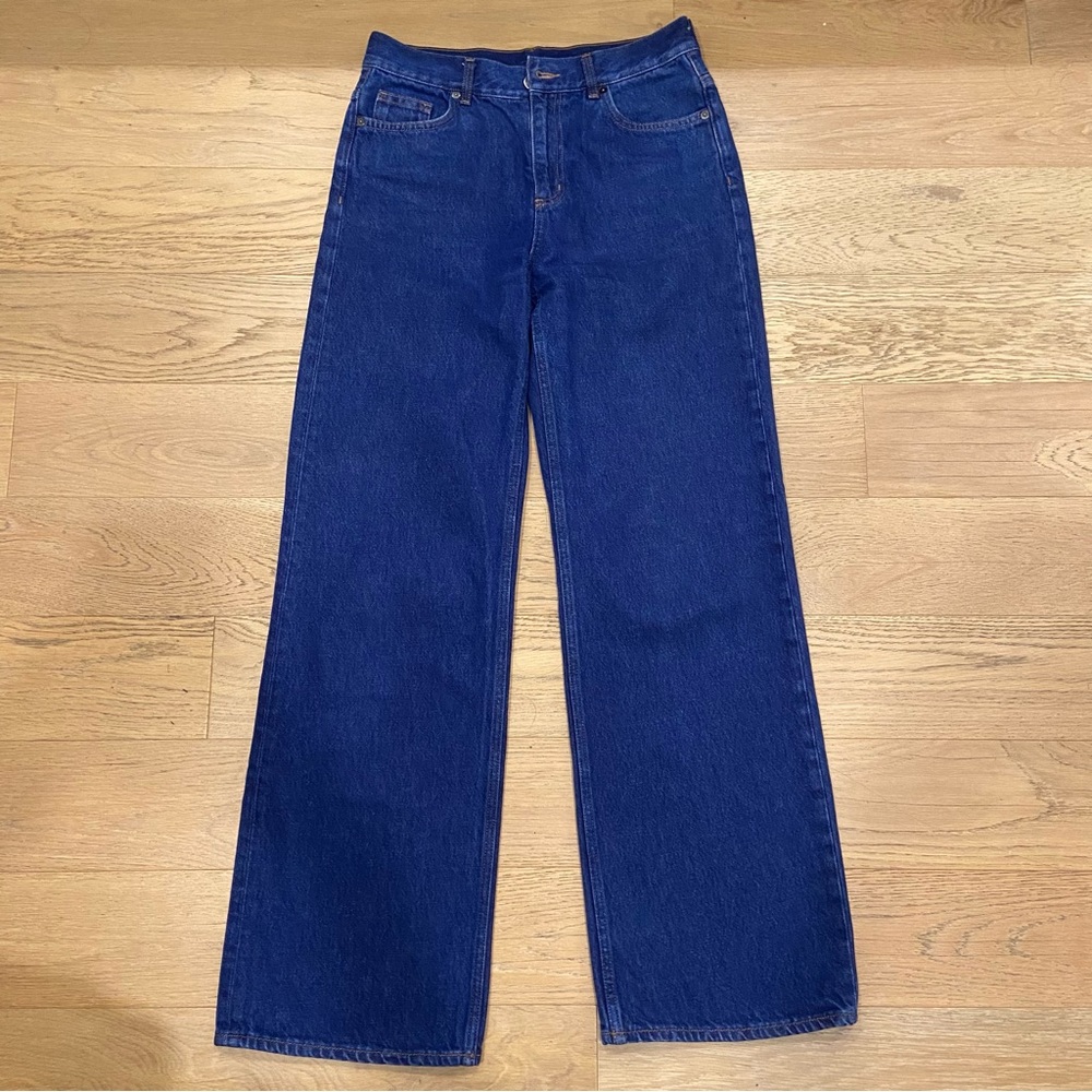 COS Relaxed Straight High Rise Wide Blue Jeans